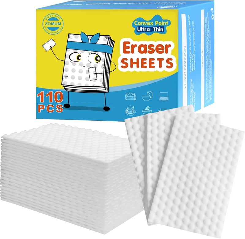 Zomum 110 PCS Upgrade Convex Point Magic Sponge Eraser Sheets,Disposable Portable Magic Cleaning Eraser Thin Wipes for Kitchenware Bathroom Shoe Sink Car Interiors Hard-to-Reach Places - Image 1